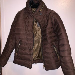 Trending stylish brown puffer coat